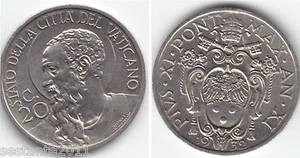V5, VATICANO VATICAN CITY PIO XI 20 CENTESIMI 1932 XI , KM# 3 , QFDC / AUNC - Imagen 1 de 1