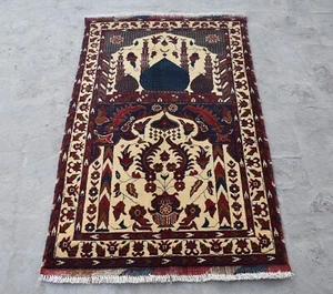 2'8 x 4'5 Hand knotted vintage afghan turkmen jai namaz rug, Afghan wool rug 3x5 - Picture 1 of 10