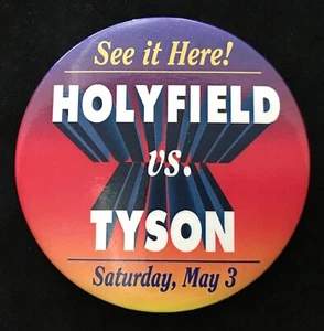 1997 Holyfield vs. Tyson Pinback Button Cancelled Rematch "Sound Of Fury" 5/3/97 - Picture 1 of 3