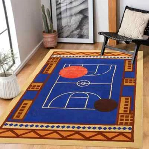 Blue Area Rug, 8x10, 8x11, 9x10, 9x12, Wool Carpet, Hand Tufted, Handmade Living - Picture 1 of 7