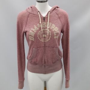 Ralph Lauren Zip Up Hoodie Womens UK S 8 10 Pink Cotton RMF05-SJT 