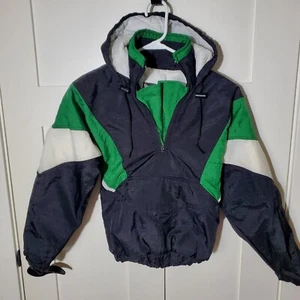 VINTAGE Boys Small 7-8 Winter Anorak Jacket Green White Black Starter Style 90s - Picture 1 of 13