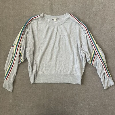 Sudadera Express Mujer Pequeña Gris Recortada Coloridas Manga Rayas One Eleven Foto 1 de 4