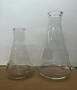 Kiste mit 6 Pyrex 500 ml # 4980 & Kiste mit 6 Kimax 250 ml # 26500 Erlenmeyerkolben - Bild 1 von 2