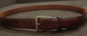Men's Size 34 Trafalgar Burnished Java Lizard Leather Belt W/ Brass Buckle USA - Picture 1 of 11