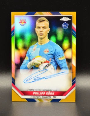 Philipp Kohn RB Salzburg RC Rookie on Card Auto 2021 Topps Chrome /10 Gold - Image 1 of 3