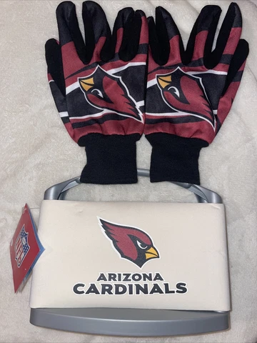 NFL Arizona Cardinals Cool 6 Pack Beer Can Cooler Carrier NWT And Gloves Lot Cover