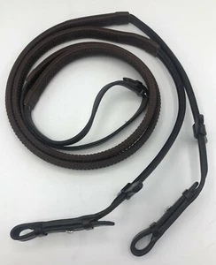 English Raised Fancy Rubber/Leather Horse Riding Reins 58 in. long 5/8 in. wide - Picture 1 of 7