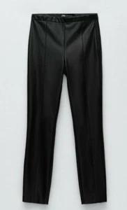 Zara FAUX High-waisted Black LEATHER LEGGINGS SZ XXL - Picture 1 of 5