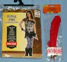 Native American Indian Squaw Costume-Wolf Festival Spirit-girls-L 12-14;XL 14-16