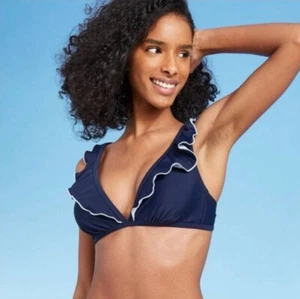 Kona Sol Oxford Damen-Bikinioberteil blau Rüsche blau Größe M neu ohne Etikett - Bild 1 von 6
