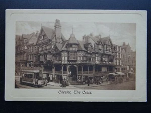 Cheshire CHESTER The Cross showing Tram - Old Postcard by F. Frith - Picture 1 of 2