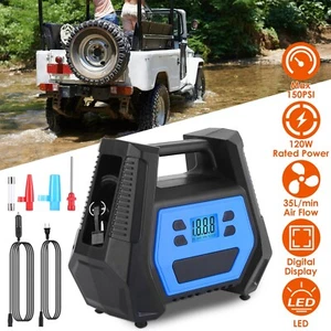 150PSI 12V Portable Tire Inflator Bike Car Air Pump Compressor with LED Lights - Picture 1 of 16
