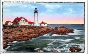 PORTLAND HEADLIGHT Portland, Maine ME lighthouse c1935 - Postcard - Picture 1 of 2