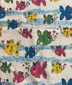 Vintage Fish w/ Bubbles Bright Color Kids Nursery Fabric 58 x 61” - Picture 1 of 2