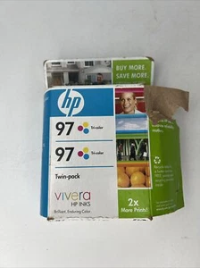 Genuine HP 97 Tri Color Ink Cartridges twin pack C9349N open box - Picture 1 of 3