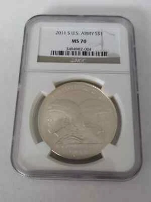 2011 S $1 U.S. Army Commemorative Silver Dollar NGC MS70 - Image 1 of 3