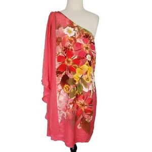 BELLE BY OASIS One Shoulder Floral Print Silky Kaftan Chiffon Dress Size 18 NWT - Picture 1 of 12