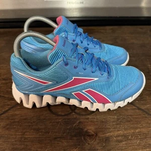 REEBOK MENS BLUE PINK ZIG TECH RUNNING SNEAKERS SHOES, SIZE 5 - Picture 1 of 15