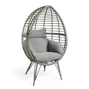 VonHaus Standing Egg Chair Cocoon w/ Frame & Removable Water-Resistant Cushions