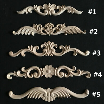 European Style Wood Carved Long Applique Frame Onlay Furniture Decor Unpainted • 7.31€