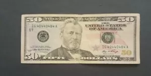 50 dollar bill TRINARY series 2006 Chicago 5 of a kind FRN IG 40440484 A - Picture 1 of 2
