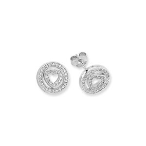 Silver Jewelco London Love Heart Halo Circle of Life Stud Earrings