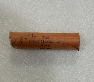 1956 P Lincoln Cent BU Shotgun OBW Roll of 50 Uncirculated Cents Chase Bank RARE - Picture 1 of 4
