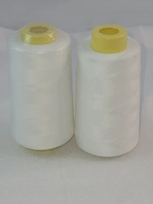 Lot of 2 Big Spools White Color t27s/2 Sewing Thread /Cone 130 g - Image 1 of 4