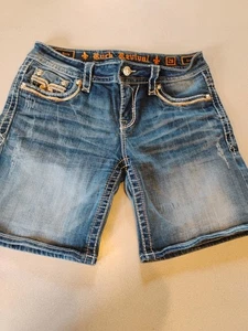 Rock Revival Jean Shorts Womens Size 28 Studded Emilie Easy Shorts Denim - Picture 1 of 12