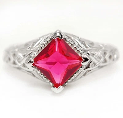 1CT Treated Ruby & Topaz 925 Solid Sterling Silver Ring Jewelry Sz 9  - Image 1 of 3