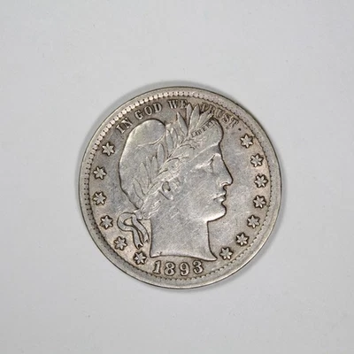 1893 Barber Quarter, AU/About uncirculated. Better Date, FROM ORIGNAL COLLECTION - Image 1 of 2