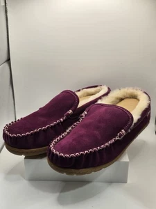 LL Bean lila Wildleder böse gute Lammfell gefütterte venezianische Hausschuhe Damen 11 NEU - Bild 1 von 9