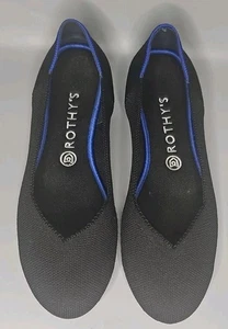 Rothys Ballet Flat Shoes Womens Sz 9.5 Black Knit Round Loafers Slip On Stretch - Picture 1 of 6