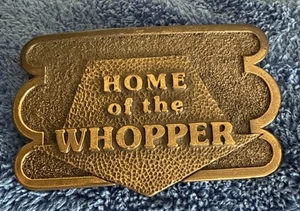 1979 HOME OF THE WHOPPER BURGER KING BELT BUCKLE 44 - Picture 1 of 2