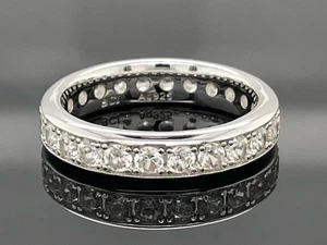 RING  GR. 17 (CA.53) 925/-SILBER RHODINIERT MIT ZIRKON SILBERZEIT  SCHMUCKJAGD - Bild 1 von 2