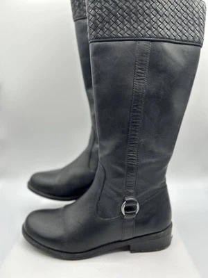 Me Too Dune 6 Riding Boot Women's Sz 9.5 Black Leather Block Heel Slip-on M20490 - Image 1 of 4