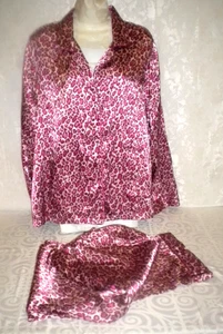 GILLIGAN & O'MALLEY 2-TEILIGER SCHLAFANZUG GR. XL BUTTON DOWN BURG'Y & PINKS SATIN BOX*04 - Bild 1 von 3