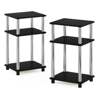 Furinno Just 3-Tier Turn-N-Tube End Table in 2-Pack in Stainless Steel Tubes - Image 1 of 4