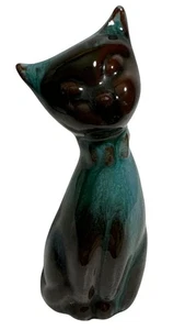 Blue Mountain Pottery Miniature Cat Figure 3" MCM Bow Tie Canada Green Black - Picture 1 of 7