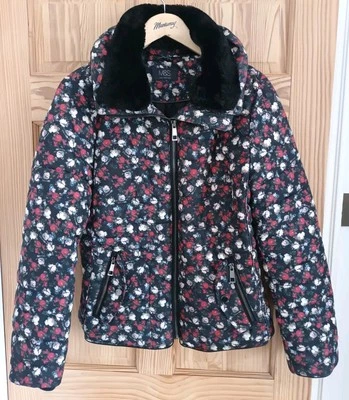 M & S Size 10 womens Floral Print winter puffer Jacket/coat with Stormwear vgc. - Image 1 of 4