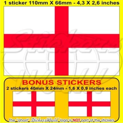 STICKERSWORLD ENGLAND English St.George's Flag UK British Sticker Decal 110mm x1+2 BONUS