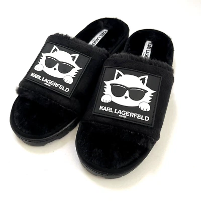 NUEVO SIN CAJA KARL LAGERFELD Jianna Choupette Zapatillas Peludas Deslizables Gato Talla 10 Foto 1 de 4