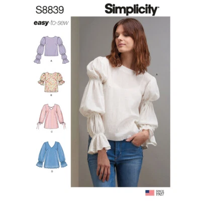 SIMPLICITY 8839 MISSES PULLOVER TOP OR TUNIC Sewing Pattern Sizes 6-14 & 14-22 - Image 1 of 3