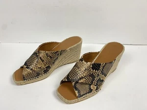 VINCE. Women's Gaelan Snake-Print Crisscross Wedge Espadrilles Size 9.5M - Picture 1 of 9