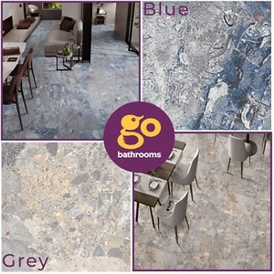 Rectified Wall Or Floor Porcelain Stone Tile Polished Rocker Finish | Grey Blue - Picture 1 of 15