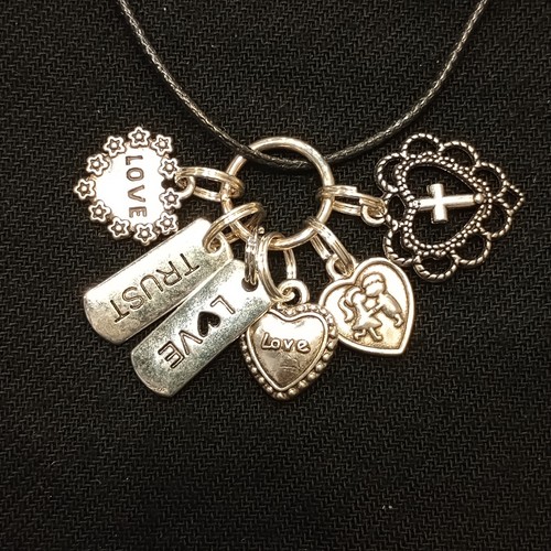 VETEMENTS Cionondoli Argento Tone Love Trust Cuori Croce Coppia Corda Nero