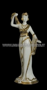 DAMA DRAPPO IN CERAMICA BIANCO E ORO CON CRISTALLI SWAROVSKI STATUA - Imagen 1 de 1