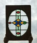 Antique Stained Leaded Oval Colored Glass Shabby Window 18x24 Old Chic 1083-21B