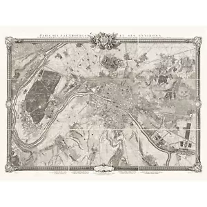 Map Roussel 1731 Map City Paris France Suburbs Wall Art Canvas Print 18X24 In - Picture 1 of 5